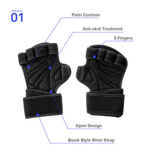 Luvas de fitness de segurança para academia de levantamento de peso com logotipo personalizado profissional <span class=keywords><strong>Athletic</strong></span> <span class=keywords><strong>Works</strong></span> meio dedo - Product Image 2