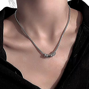 Titan Stahl Halskette mit kaltem Wind Flash Diamond <span class=keywords><strong>Ring</strong></span> Anhänger Luxus All-Match Schlüsselbein Kette für Männer Damenmode - Product Image 3
