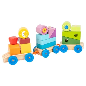 Mainan Kayu Anak-anak Blok Bangunan Kereta Api Bentuk Penyortir & Susun Permainan Montessori Manfaat Intelektual Mainan Pendidikan Prasekolah