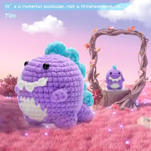 Hot Sale Diy Crochet Set Cute Purple Dinosaur Crochet Kit For Beginners Animal