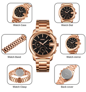 SKMEI-reloj de cuarzo de acero inoxidable, pulsera vintage de negocios, genius, 24 horas y semana, novedad de <span class=keywords><strong>1962</strong></span> - Product Image 5
