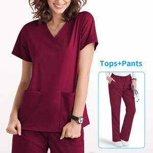 Grosir pakaian Scrub untuk rumah sakit, pria dan wanita lengan pendek Sc, grosir gaun bedah dokter belahan - Product Image 2