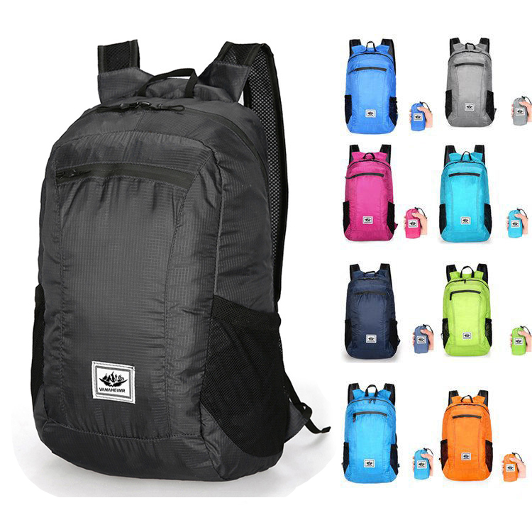 Tùy chỉnh in logo có thể gập lại đi bộ đường dài Daypack khả năng chịu nước Trọng lượng nhẹ Packable gấp ba lô cho du lịch cắm trại ngoài trời