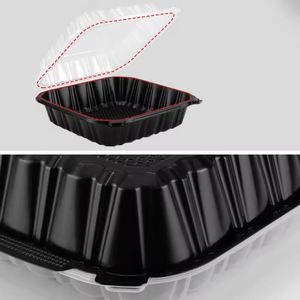 Conteneur alimentaire jetable biodégradable rigide avec compartiment, design à charnière, en mousse plastique MFPP, compatible micro-ondes, couleur personnalisée - Product Image 3