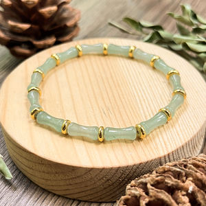 Pulsera de cuentas de nudo de bambú de Aventurina verde, abundancia y prosperidad, adecuada para regalar a amigos pulsera de bendición - Product Image 5