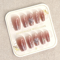 Ongles à presser de luxe de créateur Winsome Beauty, 20 pièces, en ABS 3D, forme cercueil, motif carré, haute qualité, couleurs mélangées, longueur courte