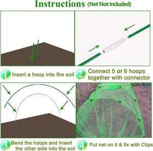 Arche de serre tunnel de culture 8FT, structure en fibre de verre antirouille, filet de jardin, toile d'ombrage, couverture de rangée, support de plantes DIY - Product Image 5
