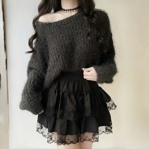 <span class=keywords><strong>Droma</strong></span> 2025 printemps et automne en stock haut de couleur unie tricoté mi-long une épaule ample élégant pull femmes - Product Image 5