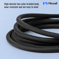 Câble USB Miccell 1M Type-C, câbles de données avec blindage tressé TPE, aluminium, ABS pour iPhone 15 Pro Max, téléphones mobiles et smartphones