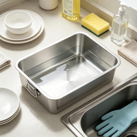 Bac alimentaire professionnel en acier inoxydable 304, à poignée profonde, poli, compatible lave-vaisselle, pour restauration rapide, hôtellerie et traiteur