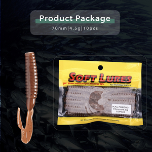เหยื่อตกปลาซิลิโคนแบบนิ่มขนาด70มม. เหยื่อตกปลาน้ำจืดหางหยักยาว10ชิ้น/ถุง KAL70นิ่ม - Product Image 6