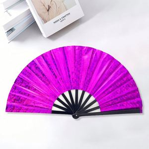 Regalos de Verano, Abanicos Plegables de Plástico Satinado Personalizados de 33 cm con Diseño de Música Rave Arcoíris y Logotipo Personalizado - Product Image 4