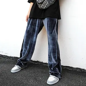 Casual Loose Fit Over Size Fitness Velvet Jogger Flare Sweat Plus Size Men's Pants Trousers