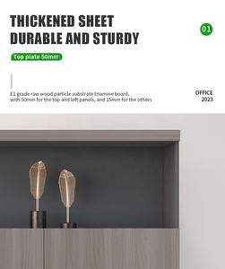 كابينة خشبية/فولاذية للمكاتب المرتفعة خزانة كتب كبيرة مع أرفف مفتوحة ورف داخلي - Product Image 6