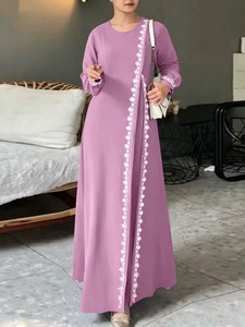 Nouvelle Robe Longue Décontractée et Confortable à Manches Longues en Dentelle Couleur Unie, Tendance et Élégante 2026 - Product Image 1