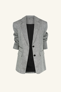 Recién llegado, Chaqueta de algodón de lino a medida de gran tamaño personalizada de fábrica y pantalones de cintura alta, <span class=keywords><strong>ropa</strong></span> de <span class=keywords><strong>mujer</strong></span>, conjunto de traje de <span class=keywords><strong>ropa</strong></span> informal - Product Image 5
