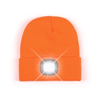 Topi Beanie LED dengan Lampu USB Isi Ulang, Topi Lampu Kepala Musim Dingin, Hadiah untuk Pria Wanita Ayah