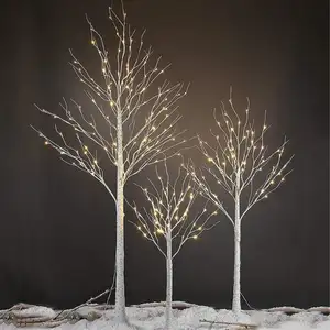 Prelit bouleau arbre lumière argent brindille blanc chaud branches blanches maison Festival fête noël utilisation intérieure et extérieure