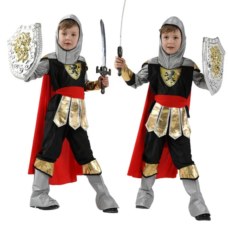 中世のロールプレイング子供の兵士の男の子ロイヤルウォリアーコスプレコスチュームグラディエーターハロウィンパーティーキッズコスチューム武器なし