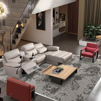Canapé inclinable d'angle moderne en forme de L Table basse Mobilier de maison avec rangement et porte-gobelets Canapés fonctionnels pour le salon