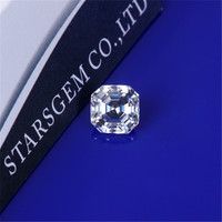 Moissanite synthétique de laboratoire en vrac, taille Asscher, couleur DEF, clarté VS, 0,5 ct-3 ct, pierres de bijoux en stock