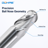 DOHRE Fraise à queue sphérique en carbure monobloc à 2 dents non revêtue de 16 mm pour le fraisage de l'aluminium