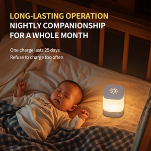 Lampe de nuit LED intelligente rechargeable par Type-C, à intensité variable, multifonctionnelle, en ABS, émission blanc chaud - Product Image 5