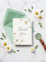 Tarjetas de Agradecimiento con Diseño de Margaritas en Acuarela Impresas Personalizadas con Sobres |   Tarjetas de Felicitación Florales al por Mayor |   Tarjetas de Regalo de Papel Ecológicas