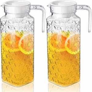Ensemble carafe et 6 verres en verre de haute qualité, nouveau design, forme cristal, avec couvercle en liège, vente en gros - Product Image 1