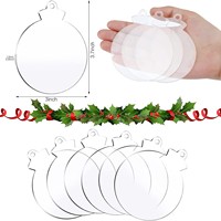 Ornamen Gantung Pohon Natal dari Akrilik Grosir, Bentuk Lingkaran Kosong untuk DIY, Dekorasi Natal dan Tahun Baru untuk Rumah, Bola Bauble Transparan untuk Kerajinan
