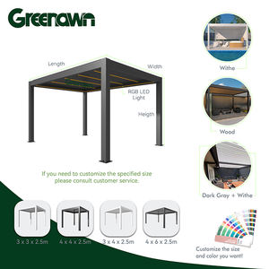 OEM 4x4 4x5 4x6 4x8 5x4 <span class=keywords><strong>6x3</strong></span> 6x4 Toit de pergola à lames orientables en aluminium imperméable à ouverture et fermeture électriques avec panneau à lames - Product Image 2