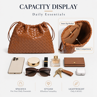 Sac seau tissé à cordon de serrage pour femme, sacs à bandoulière, sacs à main en cuir PU, sac à bandoulière personnalisé avec logo, vente en gros