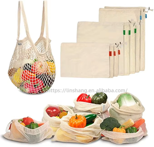 Hot Sale Cotton Mesh Eco-Friendly Grocery Net <b>String</b> <b>String</b> Shopping <b>Bag</b> for Fruits and Vegetables for Markets - Product Image 4