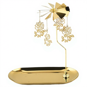 Romantic Gold Rotating Carousel Aroma Candle Tray Fragrance Candle Holder Home Living Room Tabletop Decor Ornament - Product Image 4
