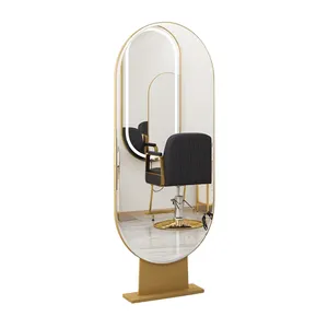 Hot Selling Hair Salon Furniture Stainless Steel Led Salon Mirror Double Side Barbershop Salon Mirror Station