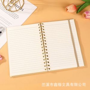 Carnet à spirale A5 avec bande élastique dorée de couleur unie, carnet de haute qualité, logo personnalisé pour entreprise, papeterie universitaire - Product Image 5