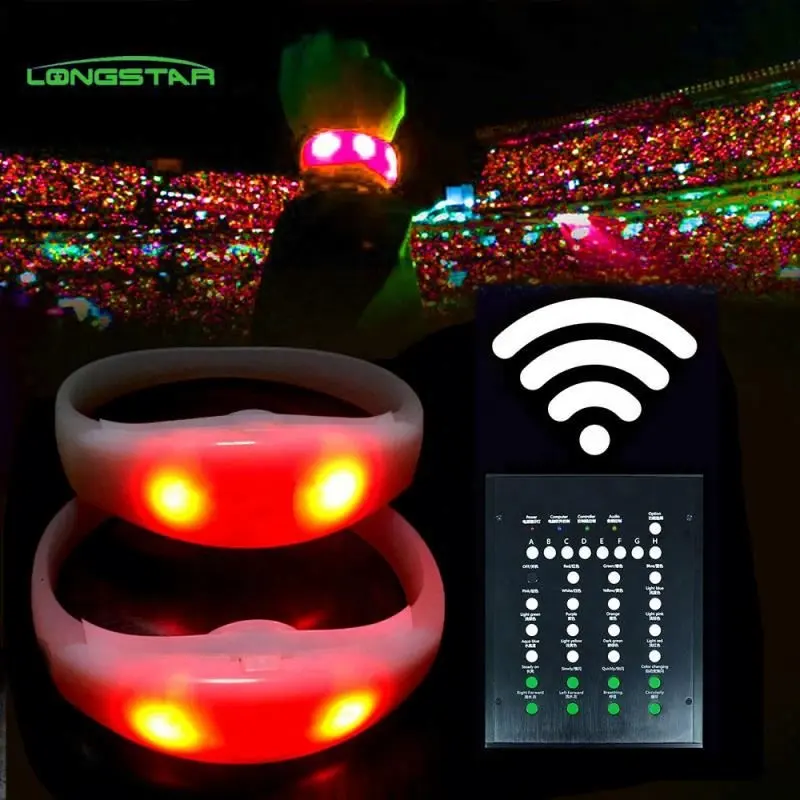 New Custom Logo Bracelet Wifi Glowing Thắp Sáng Ánh Sáng Lên Silicon Vô Tuyến Chuyển Đổi Điều Khiển Lập Trình Cho Đảng LED Dây Đeo Cổ Tay