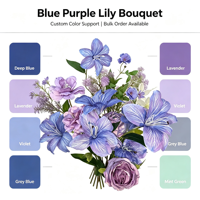 Aneka Bunga Lily Ungu Biru Mekar, Vas Modern untuk Ruang Tamu, Hiasan Meja, Dekorasi Rumah, Buket Bunga Artificial