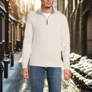 Sudadera con capucha y media cremallera, logotipo bordado, personalizable, unisex, para deportes y entrenamiento, 100% algodón, invierno - Product Image 2