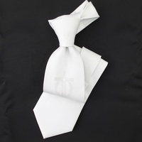 Cravates personnalisées en polyester avec logo tissé, blanches, pour hommes, motif épée, fournisseurs chinois en gros