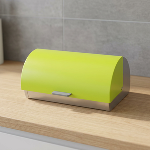 Boîte à pain en acier inoxydable vert lime, couvercle rabattable moderne, résistante à la rouille, récipient de stockage alimentaire pour la cuisine - Product Image 1
