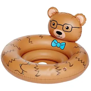 factory customized vinyl safety inflatable baby pool boat float durable PVC blow up bear swimming ring seat floating
