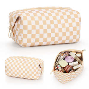 Sac à cosmétiques à carreaux imperméables en <span class=keywords><strong>tissu</strong></span> de polyester, pochette de maquillage, trousse de toilette, trousse de maquillage - Product Image 5