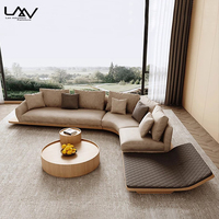 Nordisches Design Bogenförmiges Ledersofa mit Holzrahmen Hotel Villa Empfangshalle Wohnzimmer Modernes Komfort-Ecksofa