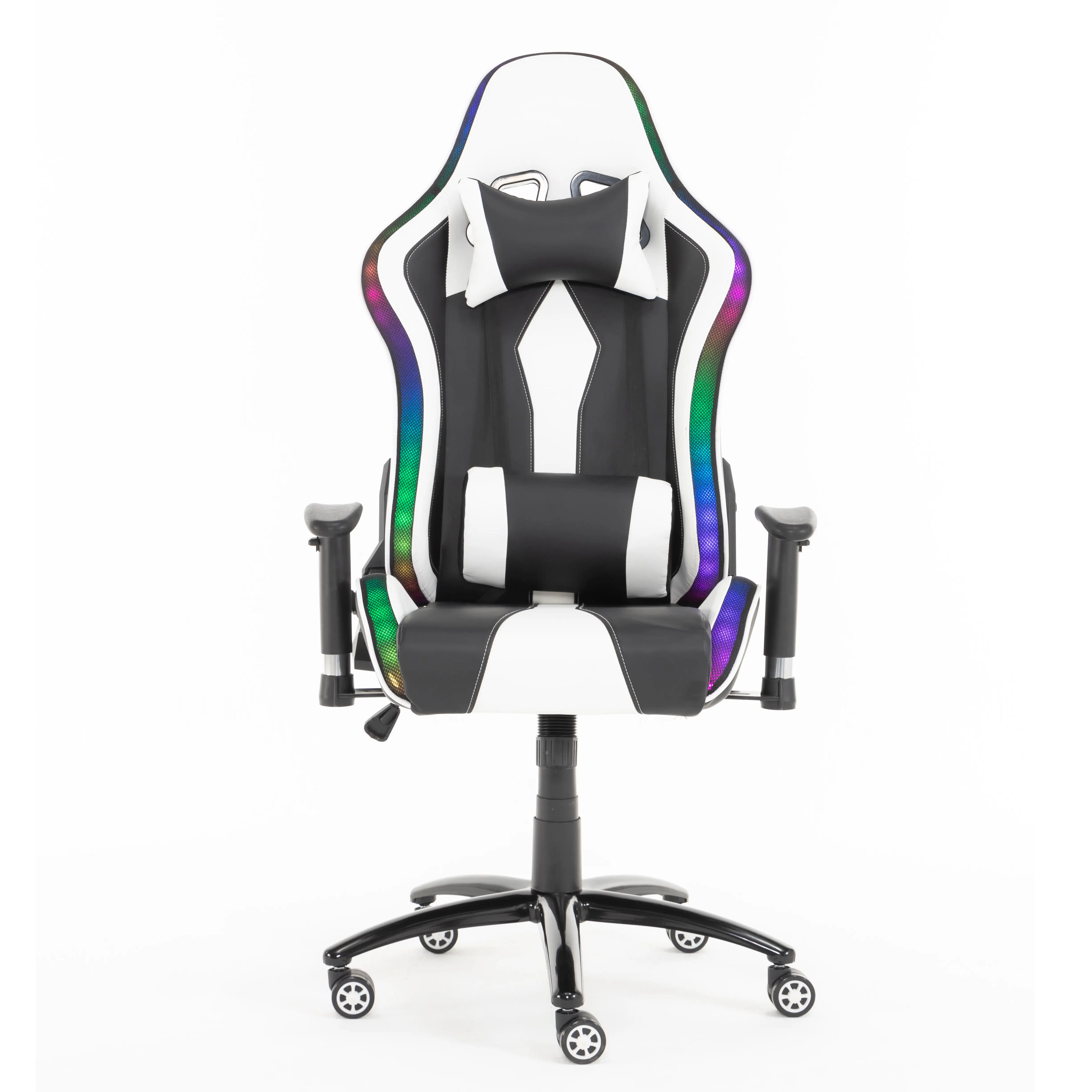 Silla ergonómica profesional para juegos LED RGB para adultos de carreras con respaldo alto y almohada Lumbar