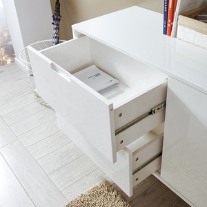 Cómoda Infantil de Madera Maciza en Blanco Puro, Cómoda de Terciopelo con 2 Cajones, Cómoda para <span class=keywords><strong>Ropa</strong></span>, Armario para Dormitorio o Baño - Product Image 3