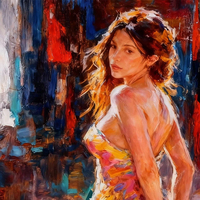 Peinture à l'huile sur toile 18-24 pouces, abstraite, belle fille, portrait figuratif fait main, peintures à l'huile féminines, décoration murale moderne pour la maison