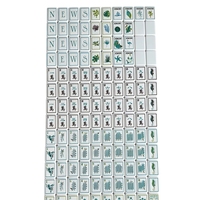 Set Mahjong Amerika 4 Lapis 1-7/16" 36mm Berukir, 160 Ubin, Warna Hijau Pearlescent Seafoam, Edisi Ikon Liburan Laut Mewah