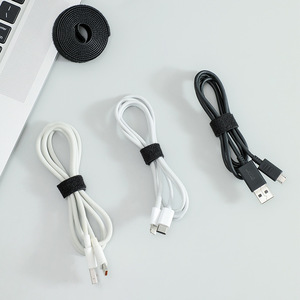 Organizador de cables con correas de velcro, bridas de nailon negras de 1,2 cm para gestión de cables de escritorio - Product Image 1