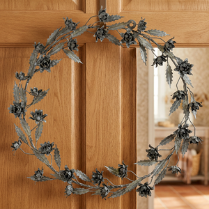 Guirnalda Decorativa Clásica de Metal Hecha a Mano, Redonda, Sin Luces, Adorno Navideño, Paquete Individual, Diseño Floral Artesanal - Product Image 2